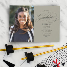 卒業生クラシックの脚本グリーン写真卒業 案内状