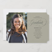 卒業生クラシックの脚本グリーン写真卒業 案内状 (正面)
