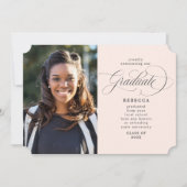 卒業生クラシックの脚本ピンク写真卒業 案内状 (正面)