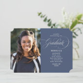 卒業生クラシックの脚本ブルー写真卒業 案内状 (スタンド正面)