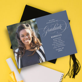 卒業生クラシックの脚本ブルー写真卒業 案内状