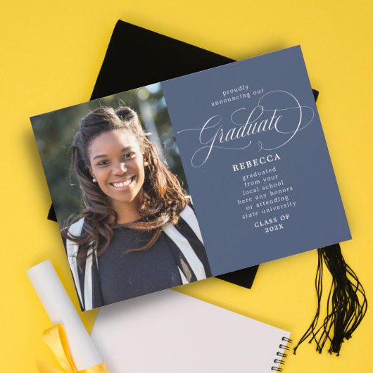 卒業生クラシックの脚本ブルー写真卒業 案内状