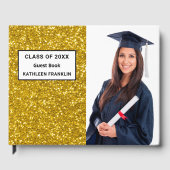 卒業生クラスのグリッターのパーソナライズ ゲストブック (正面)