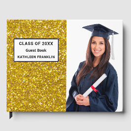 卒業生クラスのグリッターのパーソナライズ ゲストブック