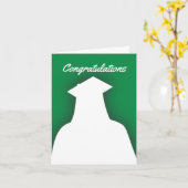 卒業生シルエット折り畳みグリーティングカード カード (黄色い花)