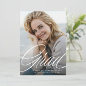 卒業生シンプルエレガントの写真2つ卒業 招待状 (スタンド正面)