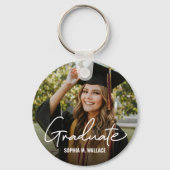 卒業生シンプルモダンのスクリプカスタムト写真メッセージ キーホルダー (正面)
