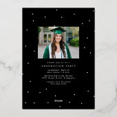 卒業生シンプル字モダン写真卒業 箔招待状 (裏面)