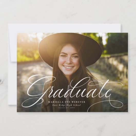 卒業生シンプル業本位卒業 案内状 (正面)