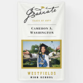 卒業生スタイリッシュ脚本1枚写真卒業パーティー 横断幕 (縦)