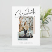 卒業生スタイリッシュ語オーバーレイ写真卒業 招待状 (スタンド正面)