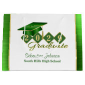 卒業生パーソナライズされたと金ゴールド ラージペーパーバッグ (正面)