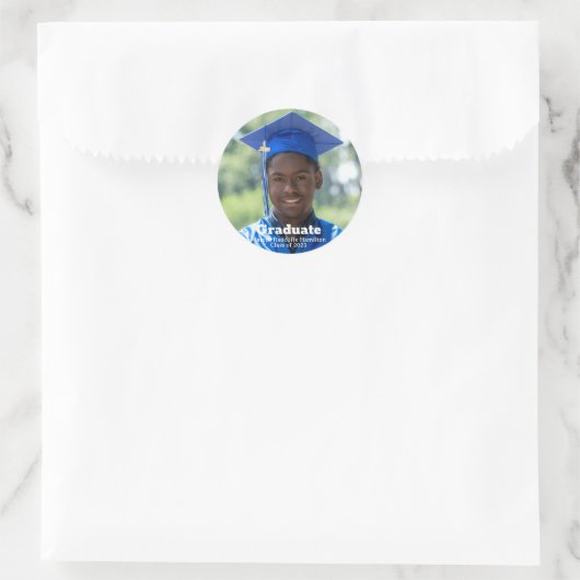 卒業生パーソナライズされたの写モダン真 ラウンドシール (バッグ)