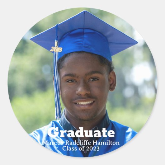 卒業生パーソナライズされたの写モダン真 ラウンドシール (正面)