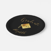 卒業生パーティーブラック金ゴールドキャップ2023 ペーパープレート (アングル)