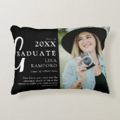 卒業生ミニマルの写真と引用文記念品 アクセントクッション (正面)