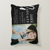 卒業生ミニマルの写真と引用文記念品 アクセントクッション (正面(垂直))