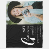 卒業生ミニマルの写真と引用文記念品 フリースブランケット (正面)