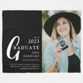 卒業生ミニマルの写真と引用文記念品 フリースブランケット (正面(横))