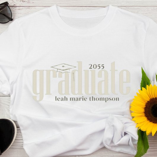 卒業生ミニマルタイポグラフィカスタム Tシャツ