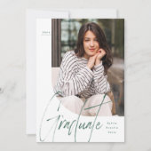 卒業生モダンのグリーン二写真卒業 案内状 (正面)