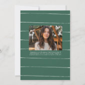 卒業生モダンのグリーン二写真卒業 案内状 (裏面)