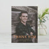 卒業生モダンのネオンライト写真 サンキューカード (スタンド正面)