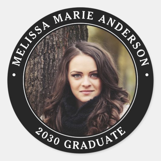 卒業生モダンのパーソナライズされた写真 ラウンドシール (正面)