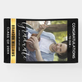 卒業生モダンの写真おめでとう |黒 横断幕 (横)