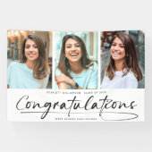 卒業生モダンの写真コラージュ3名 横断幕 (横)