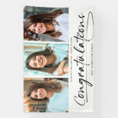 卒業生モダンの写真コラージュ3名 横断幕 (縦)