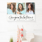 卒業生モダンの写真コラージュ3名 横断幕 (インサイチュ)