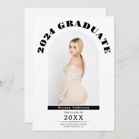 卒業生モダンの写真発表 招待状 (正面/裏面)