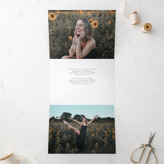 卒業生モダンの写真 三つ折り案内状 (内部)