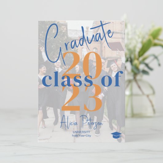 卒業生モダンの台本2枚の写真 案内状 (スタンド正面)