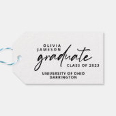 卒業生モダンの手書きスクリプトフォト ギフトタグ (裏面横)