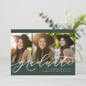 卒業生モダンの脚本3名フォトグリーン 案内状 (スタンド正面)