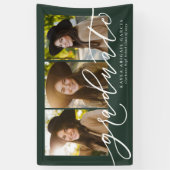 卒業生モダンの脚本3名フォトグリーン 横断幕 (縦)