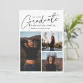 卒業生モダンの脚本3枚写真卒業 案内状 (スタンド正面)