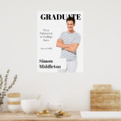 卒業生モダンの黒いヘッドライン写真 ポスター (キッチン)