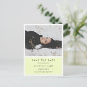 卒業生モダンは日付を黄色の写真で保存 案内ポストカード (スタンド正面)