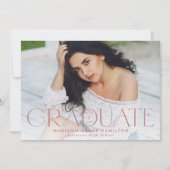 卒業生モダンほこりバラ型写真卒業 案内状 (正面)