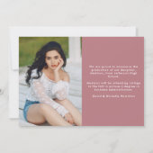 卒業生モダンほこりバラ型写真卒業 案内状 (裏面)