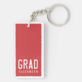卒業生モダンクールシンプルミニマル写真 キーホルダー (裏面)