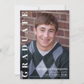 卒業生モダンシンプル写真ミニマリストAzure Blue 招待状 (正面)