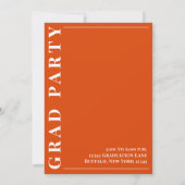 卒業生モダンシンプル写真ミニマルなオレンジ 招待状 (裏面)