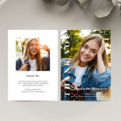 卒業生モダンミニマル2枚フォトシンプル サンキューカード