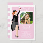 卒業生モダン写真卒業パーティー招待状 招待状 (正面/裏面)