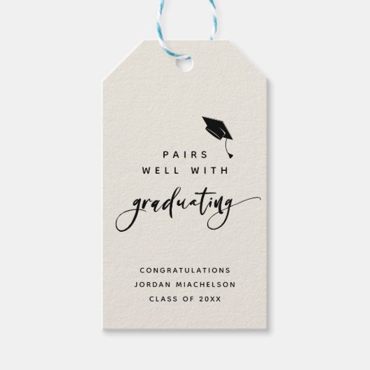 卒業生モダン字書道おめでとう卒業 ギフトタグ (正面)