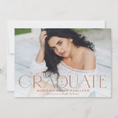 卒業生モダン成クレータイポグラフィ2写真卒業 案内状 (正面)